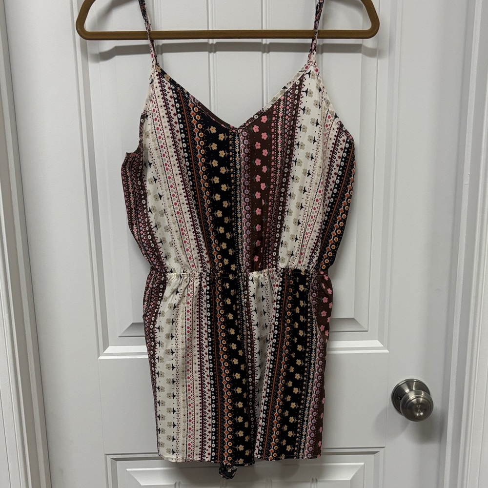 SHEIN Striped Floral Romper size medium